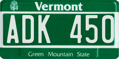 VT license plate ADK450