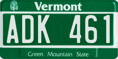 VT license plate ADK461