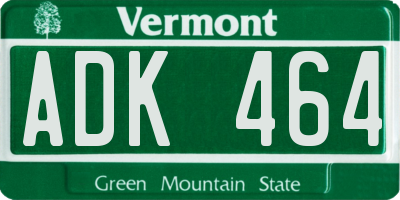 VT license plate ADK464