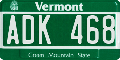 VT license plate ADK468