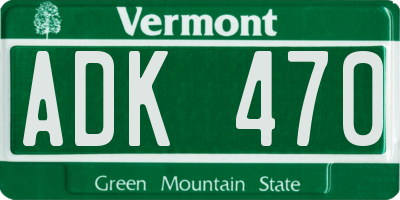 VT license plate ADK470