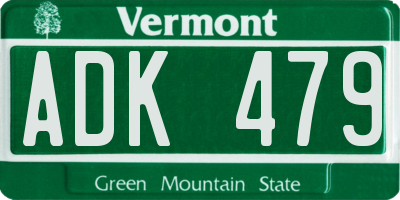 VT license plate ADK479