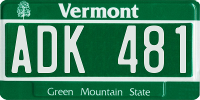 VT license plate ADK481