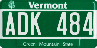 VT license plate ADK484