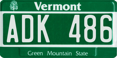 VT license plate ADK486