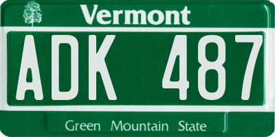 VT license plate ADK487