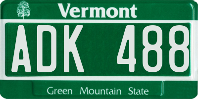 VT license plate ADK488