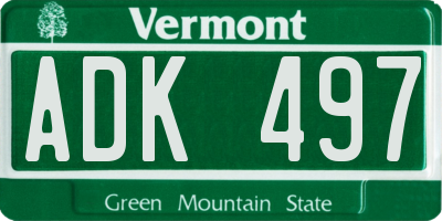 VT license plate ADK497
