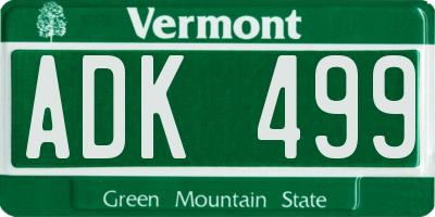 VT license plate ADK499