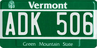 VT license plate ADK506