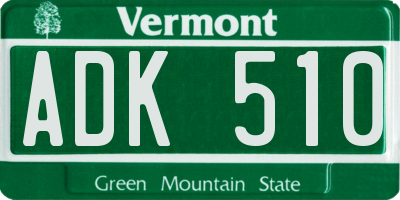 VT license plate ADK510