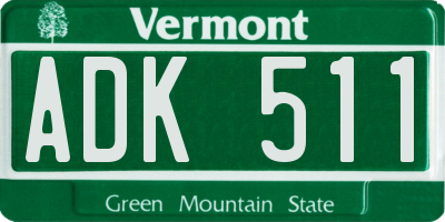 VT license plate ADK511