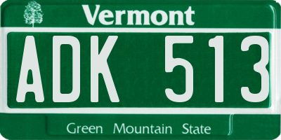 VT license plate ADK513