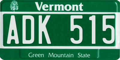 VT license plate ADK515