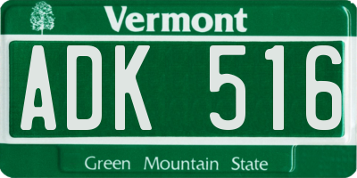 VT license plate ADK516