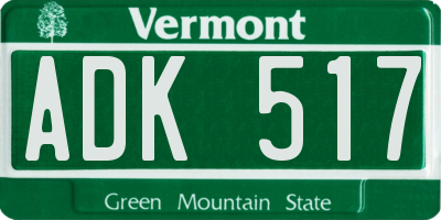 VT license plate ADK517