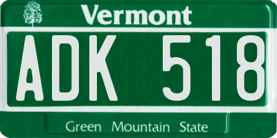 VT license plate ADK518