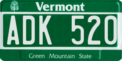 VT license plate ADK520