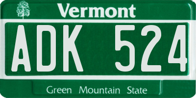 VT license plate ADK524