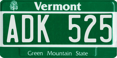 VT license plate ADK525