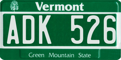 VT license plate ADK526