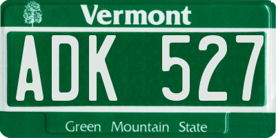 VT license plate ADK527