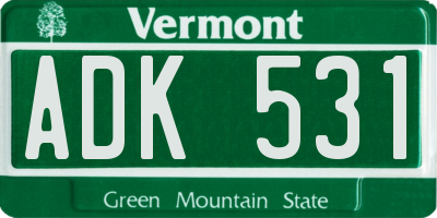 VT license plate ADK531