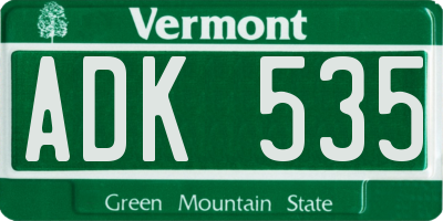 VT license plate ADK535