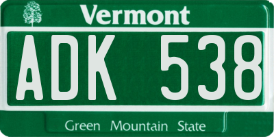 VT license plate ADK538