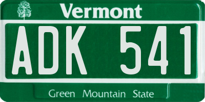 VT license plate ADK541