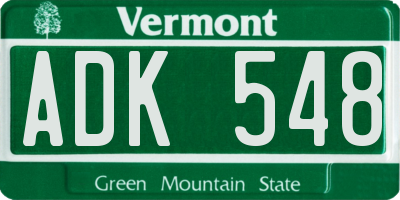 VT license plate ADK548