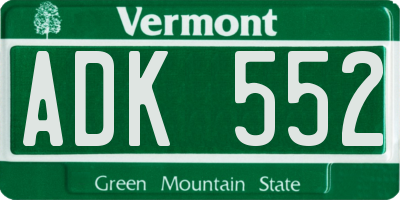 VT license plate ADK552