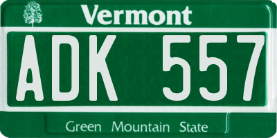 VT license plate ADK557