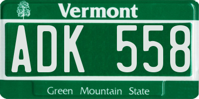 VT license plate ADK558
