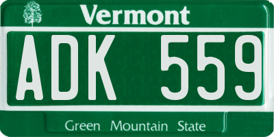 VT license plate ADK559