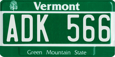 VT license plate ADK566
