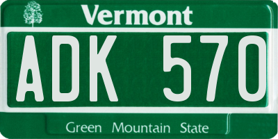 VT license plate ADK570