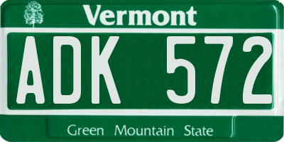 VT license plate ADK572