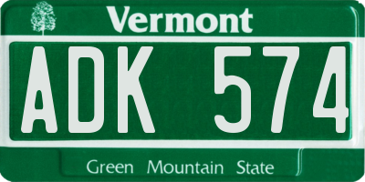 VT license plate ADK574
