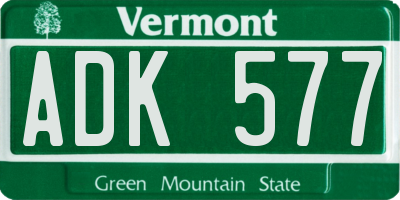 VT license plate ADK577
