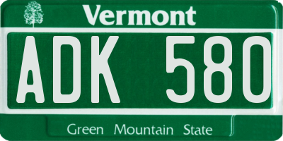 VT license plate ADK580
