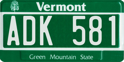 VT license plate ADK581