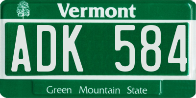 VT license plate ADK584