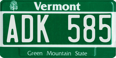 VT license plate ADK585