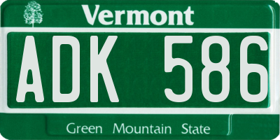 VT license plate ADK586