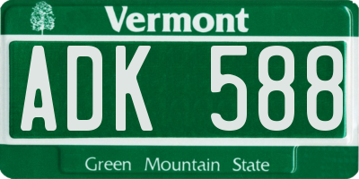 VT license plate ADK588