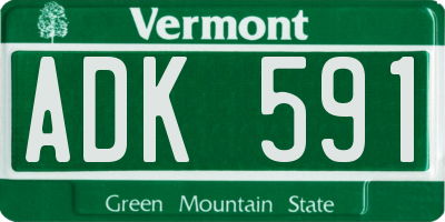 VT license plate ADK591