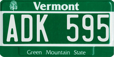 VT license plate ADK595