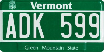 VT license plate ADK599