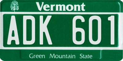 VT license plate ADK601